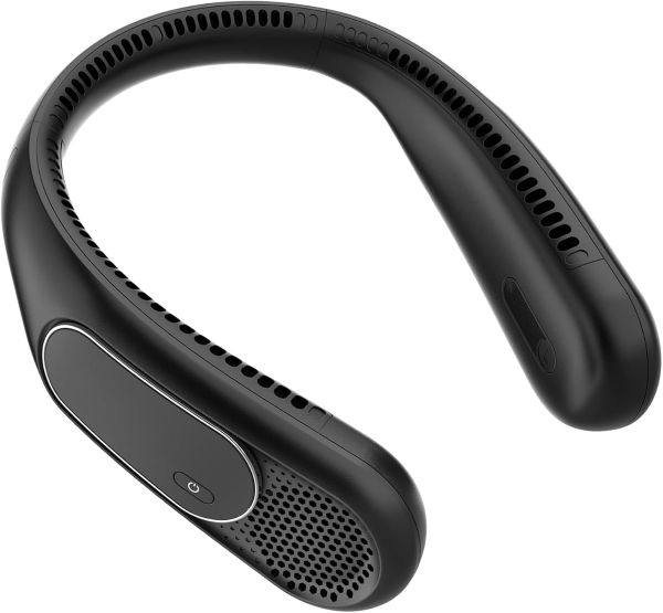 Ventilatore da Collo 6000mAh, Ventilatore Collo Senza Pale Portatile, 4 Velocità, Ricaricabile USB, Lunga Autonomia, per Viaggio, Ufficio ed Esterno (Nero antracite)